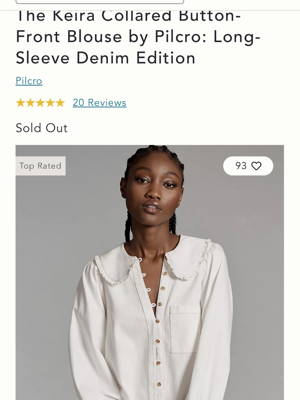 Pilcro Scalloped-Collar Button Front Blouse in Ivory